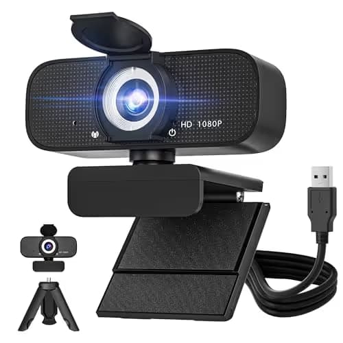 SZGIARUY 1080P Full HD Webcam with Built-in Microphone and Rotatable Tripod, Privacy Cover, for Desktop PC or Laptop Computer-Style1 main image