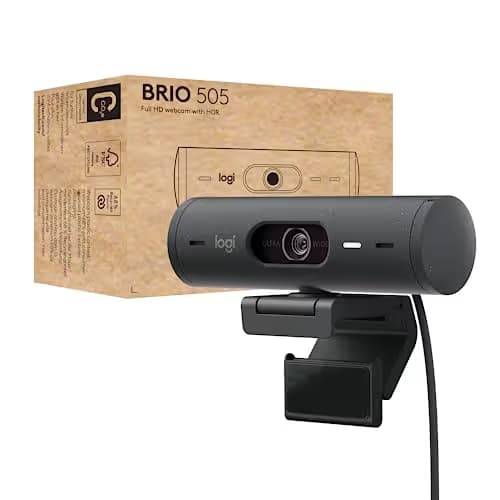 Logitech Brio 505 Full HD 1080p Webcam with auto Light Correction, framing, Dual Noise Reduction mics, Privacy Shutter - Works with Teams, Meet, Zoom, TAA Compliant. main image