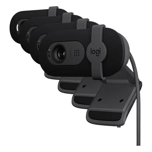 Logitech Brio 101 Full HD 1080p Webcam for Meetings,Streaming,Desktop,Laptop,PC - Built-in Mic,Shutter,Works with Zoom,Microsoft Teams,Nintendo Switch 2’s New GameChat Mode,USB-A,-Black,(Pack of 4) image