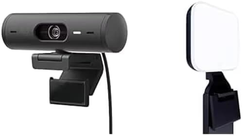 Logitech Brio 501 Full HD Webcam with Auto Light Correction + Litra Glow Premium LED Streaming Light with TrueSoft, adjustable monitor mount image