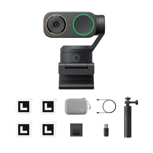 Insta360 Link 2 Pro Get-Set Bundle – 4K PTZ Webcam for PC/Mac, 1/1.3” Sensor, Low-Light, AI Tracking, HDR, Directional Noise-Canceling Mics, Supports Stream Deck, Zoom, Teams, Twitch for Streaming image