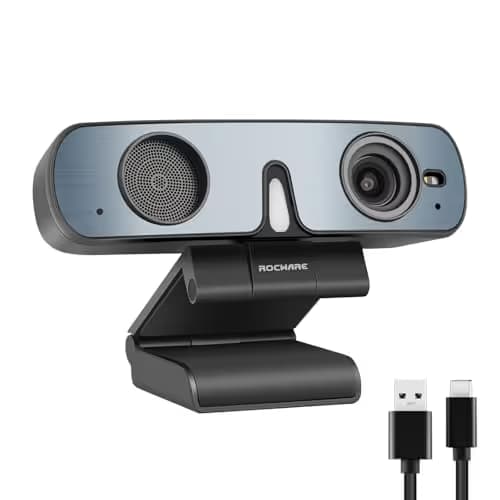 ROCWARE RC28 1080P 60FPS Webcam with Dual Microphones | Cardioid & Omnidirectional Pickup, Hi-Fi Sound, AI Noise Cancellation & Raw Audio Modes for Streaming, Video Calls & Studio-Quality Recording main image