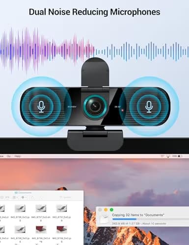 RUWBY QHD 2K Webcam with Built-in Dual Mics, Wide-Angle Lens, Privacy Cover, Tripod Stand, Autofocus PC Camera, Plug and Play for Desktop Computer or Laptop image