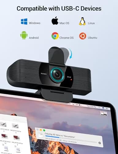RUWBY QHD 2K Webcam with Built-in Dual Mics, Wide-Angle Lens, Privacy Cover, Tripod Stand, Autofocus PC Camera, Plug and Play for Desktop Computer or Laptop image