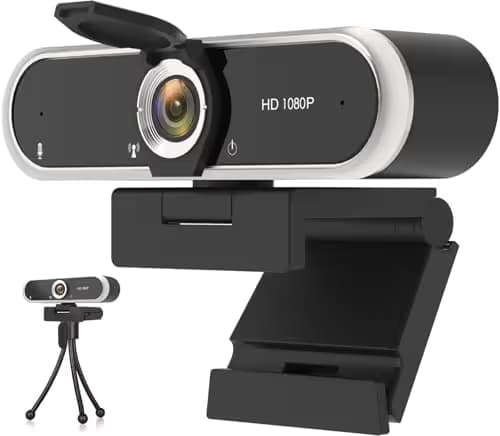NIVEOLI Webcam 1080P with Microphone & Privacy Cover for PC/Laptop, USB Computer Camera Plug & Play with Auto Light Correction for Video Calls, Live Streaming Gaming & Online Meetings image