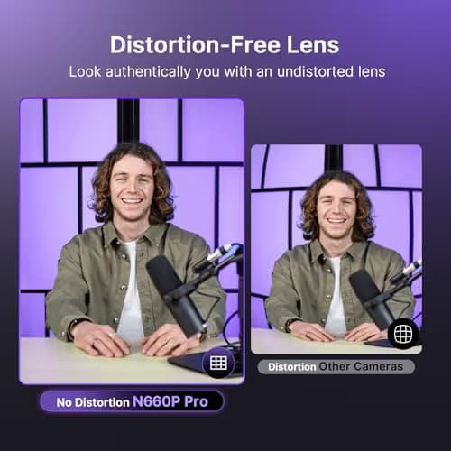 NexiGo N660P Pro 4K Webcam with Distortion-Free Lens, 1080p 60 fps Autofocus USB Streaming Camera, 3DNR, Noise-Canceling Mics & Privacy Cover, Web Cam for Gaming/Live Streaming/PC/Mac/Switch 2, White image