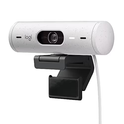 Logitech Brio 500 Full HD Webcam with Auto Light Correction,Show Mode, Dual Noise Reduction Mics, Webcam Privacy Cover, Works with Microsoft Teams, Google Meet, Zoom, USB-C Cable - Off White image