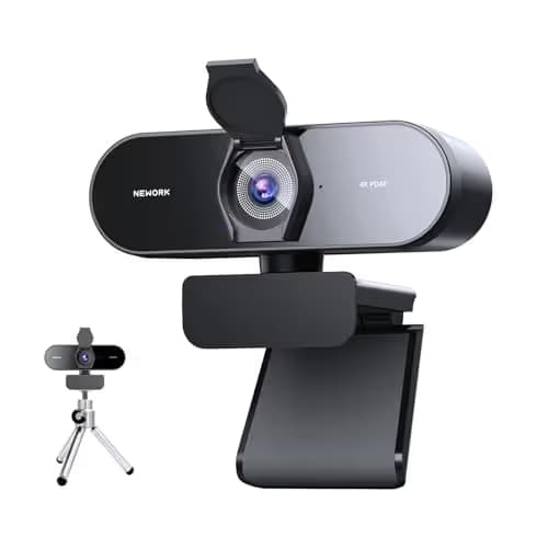 NEWORK 4K Webcam for PC with PDAF & CDAF Dual-autofocus, Ultra 4K HD, 2 Noise Reduction Mics, Auto Light Correction, Privacy Cover & Tripod, 79°FOV, Streaming Camera for PC, Mac, Laptop, Video Calls main image