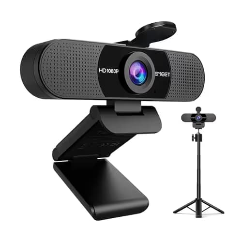 EMEET C960 Webcam with Tripod, 1080P Webcam with Microphone, Adjustable Height Mini Tripod, C960 Web Camera with Privacy Cover, Plug & Play with Stand for Zoom/Skype/YouTube/FaceTime main image