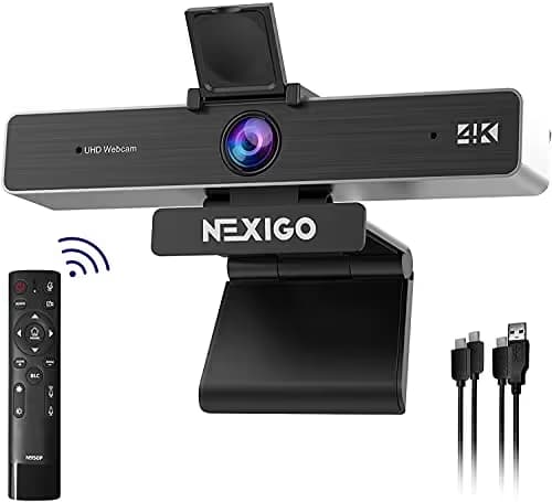 Zoom Certified, NexiGo N950P 4K Zoomable Webcam with Remote Control, Sony_Starvis Sensor, 5X Digital Zoom, Pro Web Camera with Dual Stereo Mics, for Zoom Skype Teams Twitch image