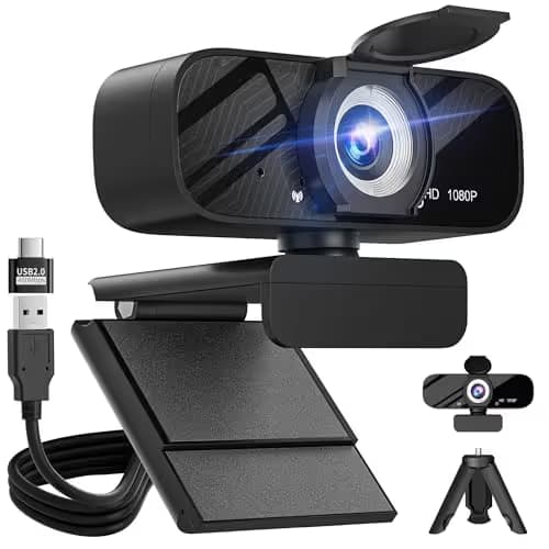 Gohero Full HD 1080P Video Webcam, Noise Cancellation, Privacy Cover, Wide-Angle Lens, Auto Light Correction, Plug & Play USB Webcam for Laptop, Desktop, PC, Mac, Zoom, Skype Classic Series image