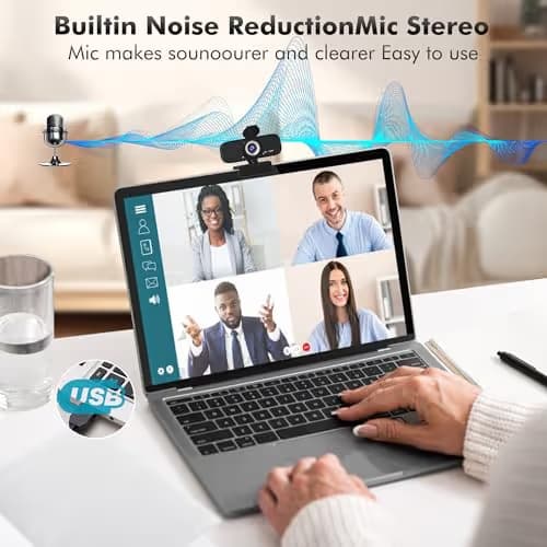 Gohero Full HD 1080P Video Webcam, Noise Cancellation, Privacy Cover, Wide-Angle Lens, Auto Light Correction, Plug & Play USB Webcam for Laptop, Desktop, PC, Mac, Zoom, Skype Classic Series image