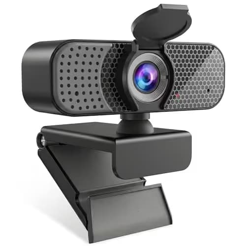 2K Webcam PC Webcam with Microphone and Physical Privacy Cover, Noise-Canceling Microphone, Auto Light Correction, Wide Angle, Plug and Play for Conferences/Online Classes/Live Streaming/Zoom/Teams main image