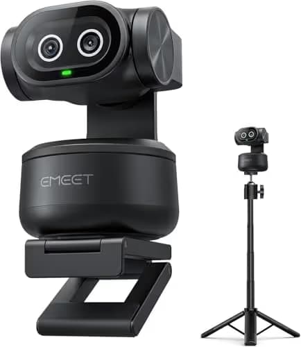 EMEET PIXY Dual-Camera AI-Powered PTZ Camera 4K with Tripod, AI Tracking, PDAF&AI Autofocus 0.2s, 1/2.55'' Sony Sensor, 3 Mics, Presets, 4K Webcam for Streaming, OBS/Twitch/Switch 2 Compatible main image