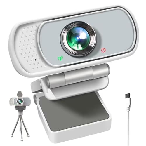 XPCAM Full HD 1080P White Webcam with Privacy Shutter and Tripod, Pro Streaming Web Camera with Microphone, Widescreen USB Computer Camera for Laptop Desktop Mac main image