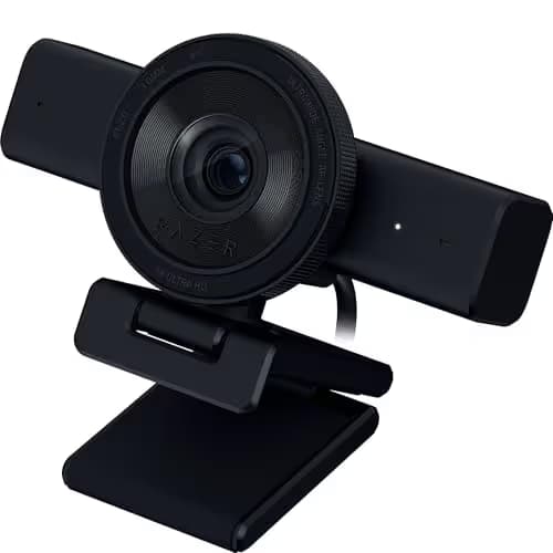 Razer Kiyo V2 Streaming Webcam: 4K 30 FPS, 1080p 60 FPS - AI Powered Auto-Framing - Built-in Microphone - Ultrawide Angle Lens - Privacy Cover - Works with OBS, Xsplit, Discord, Zoom, Teams - Black image
