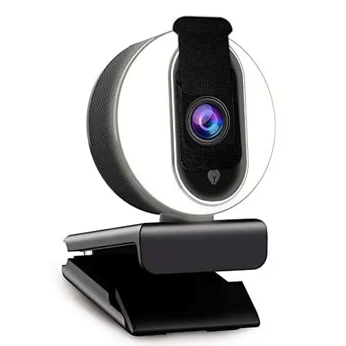 NexiGo N680E 1080P Webcam with Ring Light, Privacy Cover and Dual Microphone, Advanced Auto-Focus, Adjustable Brightness, Streaming Web Camera for Zoom Skype Facetime, PC Mac Laptop Desktop main image
