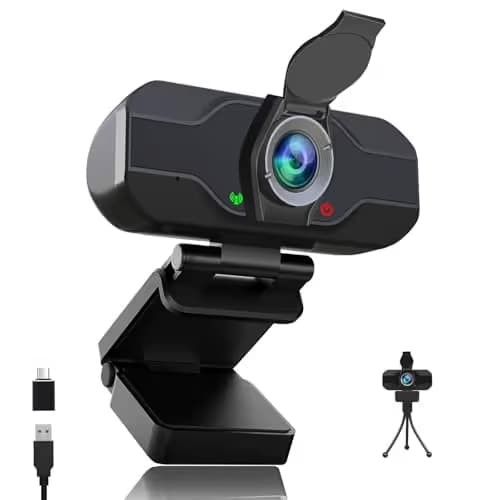 XPCAM USB C Camera 1080p Webcam with Microphone/Tripod/Cover,Auto Light Correction, Web Camera Desktop Computer, Plug & Play Pro Webcam for PC, Laptop,Computer,Mac,Zoom/Teams/Skype/Twitch Streaming image