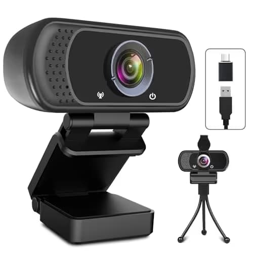 USB C Webcam for Switch 2 / PC: 1080P HD Web Cam with Mic,Computer Camera with Privacy Cover & Tripod Stand for MAC Desktop Laptop, Wide Angle Webcam Pro Streaming Web Camera for Skype/Teams/Webex main image
