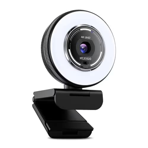 NexiGo N680E Pro 4K Webcam with Ring Light, PDAF Autofocus, 1080p 60FPS, Dual Noise-Canceling Mics, Privacy Shutter, USB Plug-and-Play for Zoom, Teams, Twitch, Google Meet main image