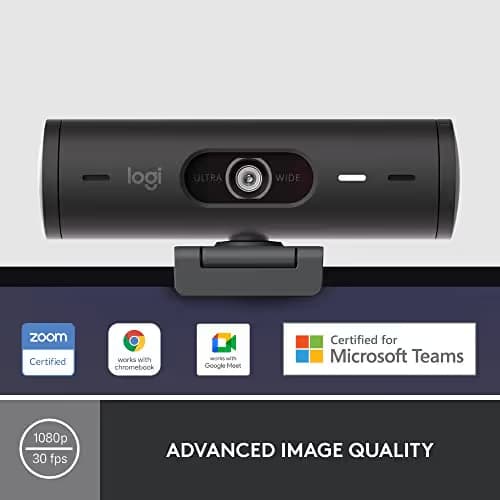 Logitech Brio 501 Full HD Webcam with Auto Light Correction, Show Mode, Noise Reduction Mics, Privacy Cover, Works with Microsoft Teams, Google Meet, Zoom, Nintendo Switch 2 New GameChat Mode - Black image