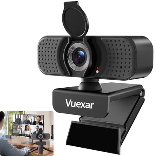 Vuexar Full HD 1080P Webcam with Microphone, Noise-Canceling, Privacy Cover, Wide-Angle Lens, Auto Light Correction, Plug & Play USB Web Camera for Laptop, Desktop, PC, Mac, Zoom, Skype – Pro Series main image