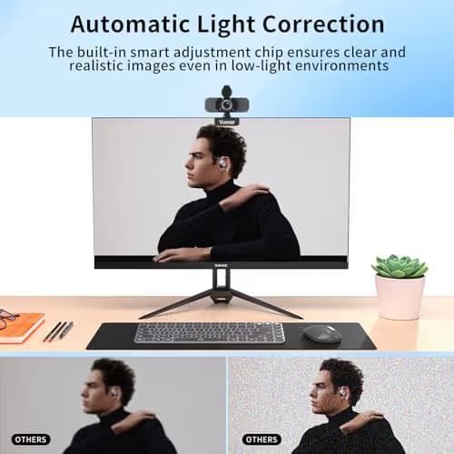 Vuexar Full HD 1080P Webcam with Microphone, Noise-Canceling, Privacy Cover, Wide-Angle Lens, Auto Light Correction, Plug & Play USB Web Camera for Laptop, Desktop, PC, Mac, Zoom, Skype – Pro Series image