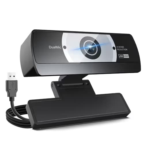 4K Webcam for PC - 4K Ultra HD Computer Camera with PDAF Autofocus, AI Noise-Canceling Mic, USB Plug & Play, 80° FOV & Auto Lighting Correction for Laptop & Desktop (Social Streaming Video Call​)​ image
