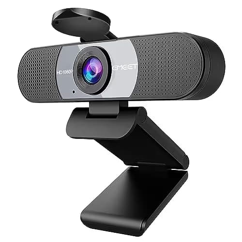 EMEET 1080P Webcam, C960 Web Camera with 2 Noise-Cancelling Microphones & Privacy Cover, 90° FOV Computer Camera, Plug & Play USB Webcam for Calls/Conference, Zoom/Skype/YouTube, Laptop/Desktop, Grey image