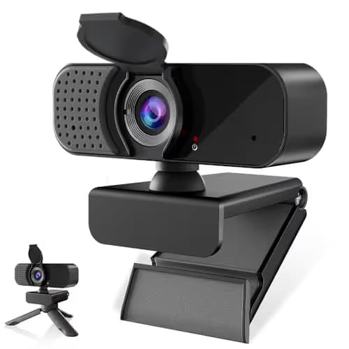 Kemeiv 1080P Webcam with Microphone and Physical Privacy Cover, Noise Cancelling USB Web Camera, Auto Light Correction, Plug and Play, Wide Angle PC Camera for Zoom, Online Class, Laptop/Desktop main image