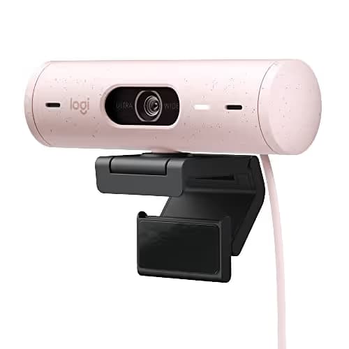 Logitech Brio 500 Full HD 1080p Webcam with Auto Light Correction, Dual Noise Reduction Mics, Privacy Cover, Works with Teams, Meet, Zoom - Rose image