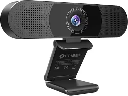 EMEET C980 PRO 3-in-1 1080P Webcam with Microphone and Speaker, 60°-98° Wide Angle Webcam w/ 4 Noise Cancel Mics, 2 Speakers, Auto Low Light Correction W/Cover, USB Camera for Online Conference/Class main image