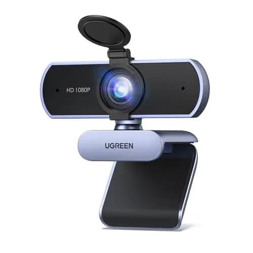 UGREEN Full HD 1080P Webcam with Microphone, 2 Noise-Canceling Mics, 85° Fov & Fixed Focus, Plug and Play, Auto Light Correction, Privacy Cover PC Camera for Zoom/Skype/Teams, Switch 2, Grey main image