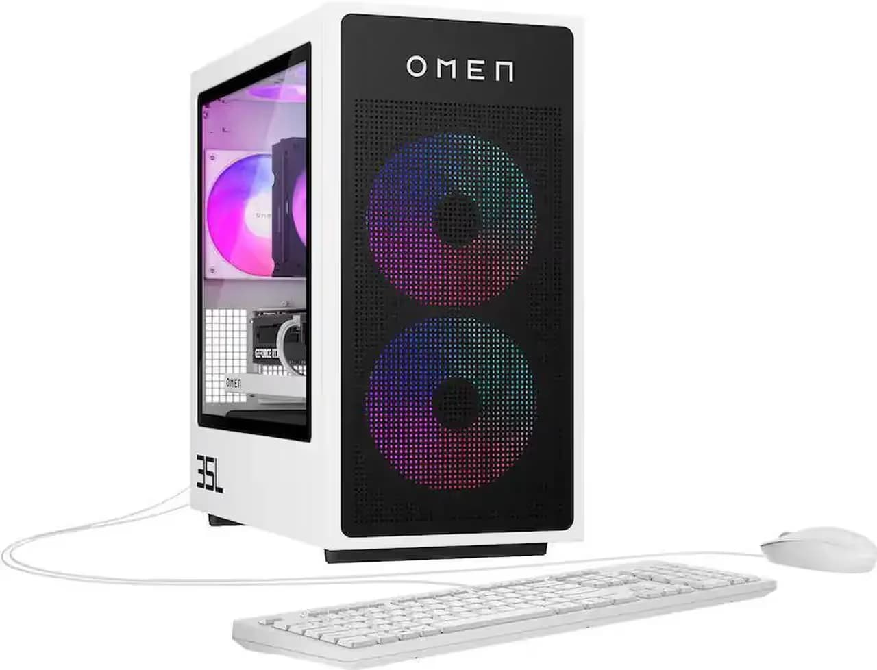 HP OMEN 35L GT16-0344 Gaming Desktop - Ryzen 7 8700F - RTX 5060 Ti 16GB - 16GB DDR5/1TB SSD - Panda Metal image
