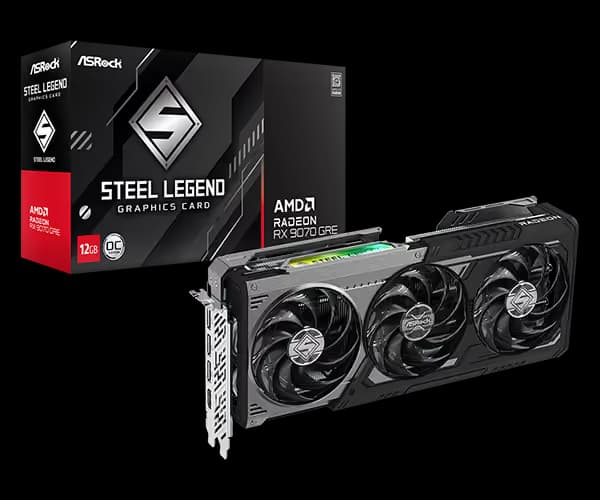 ASRock AMD Radeon RX 9070 GRE Steel Legend Dark 12GB GDDR6 OC image