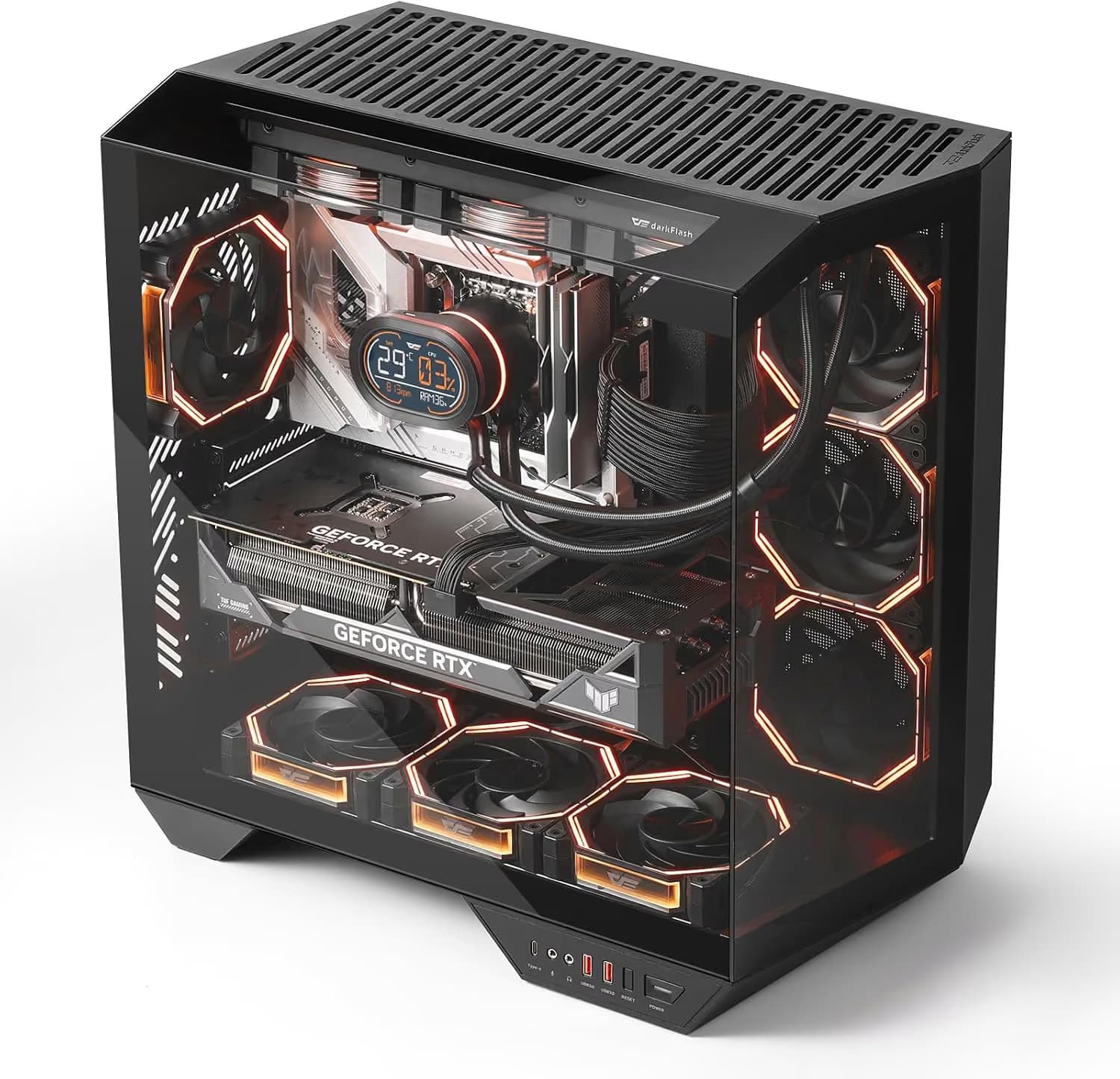 darkFlash DY470 ATX Mid Tower Black with Tempered Glass Side Panel (4 PWM ARGB Fans) main image