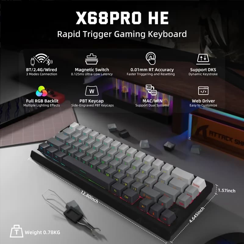 Attack Shark X68 PRO HE Gradient Black image