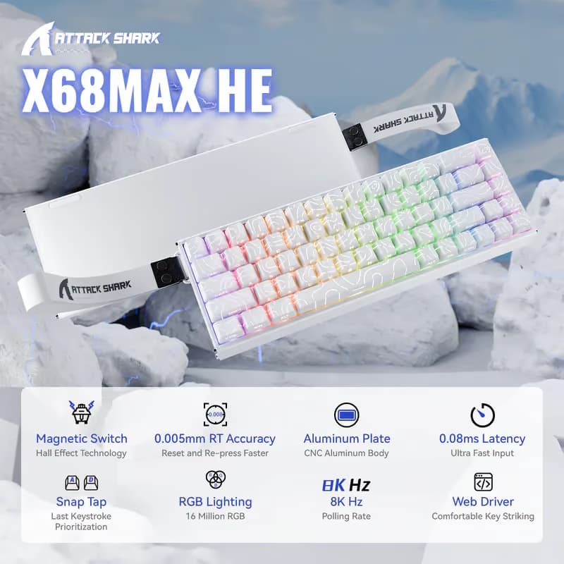 Attack Shark X68 MAX HE White Contours image