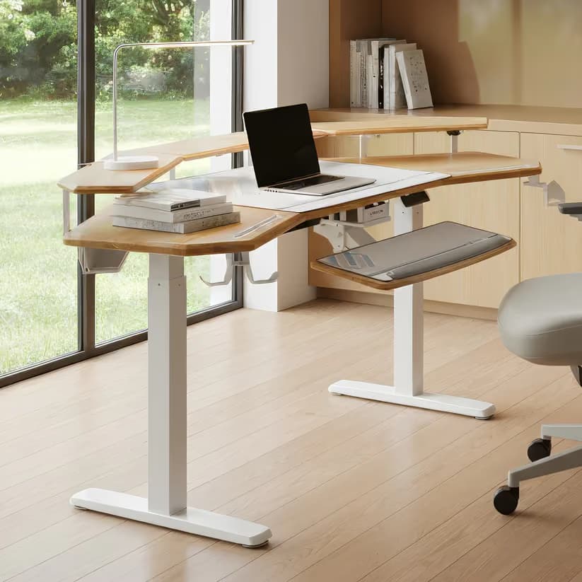 Eureka Ergonomic Aero Pro Wing-Shaped Standing Desk 72" Light Rubberwood — With Accessories Set main image