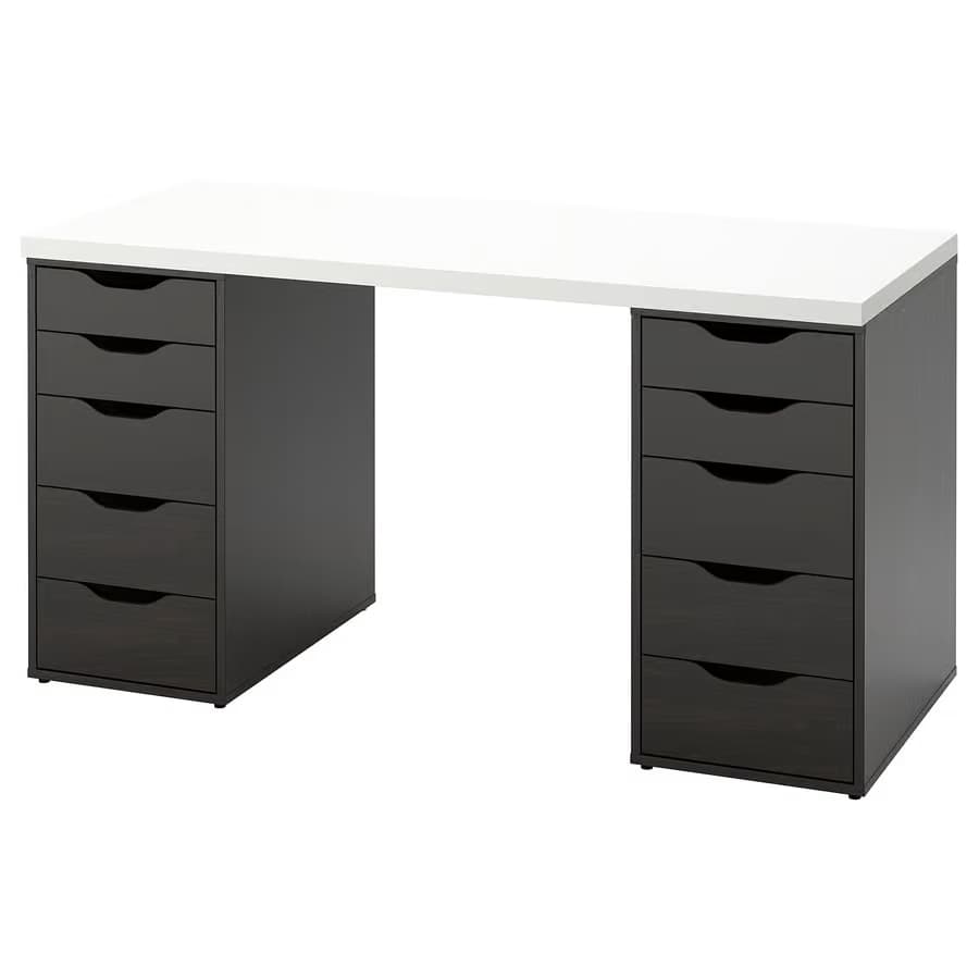IKEA LAGKAPTEN / 2 ALEX, 55 1/8x23 5/8 "white/black-brown main image