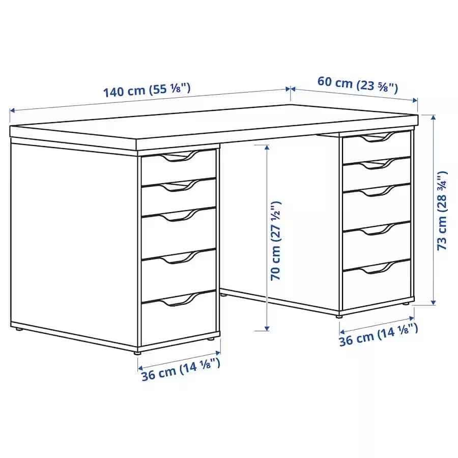 IKEA LAGKAPTEN / 2 ALEX, 55 1/8x23 5/8 " Black-brown image