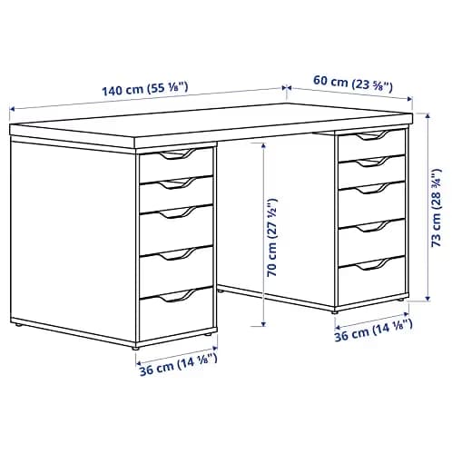 IKEA LAGKAPTEN / 2 ALEX, 55 1/8x23 5/8 " White image