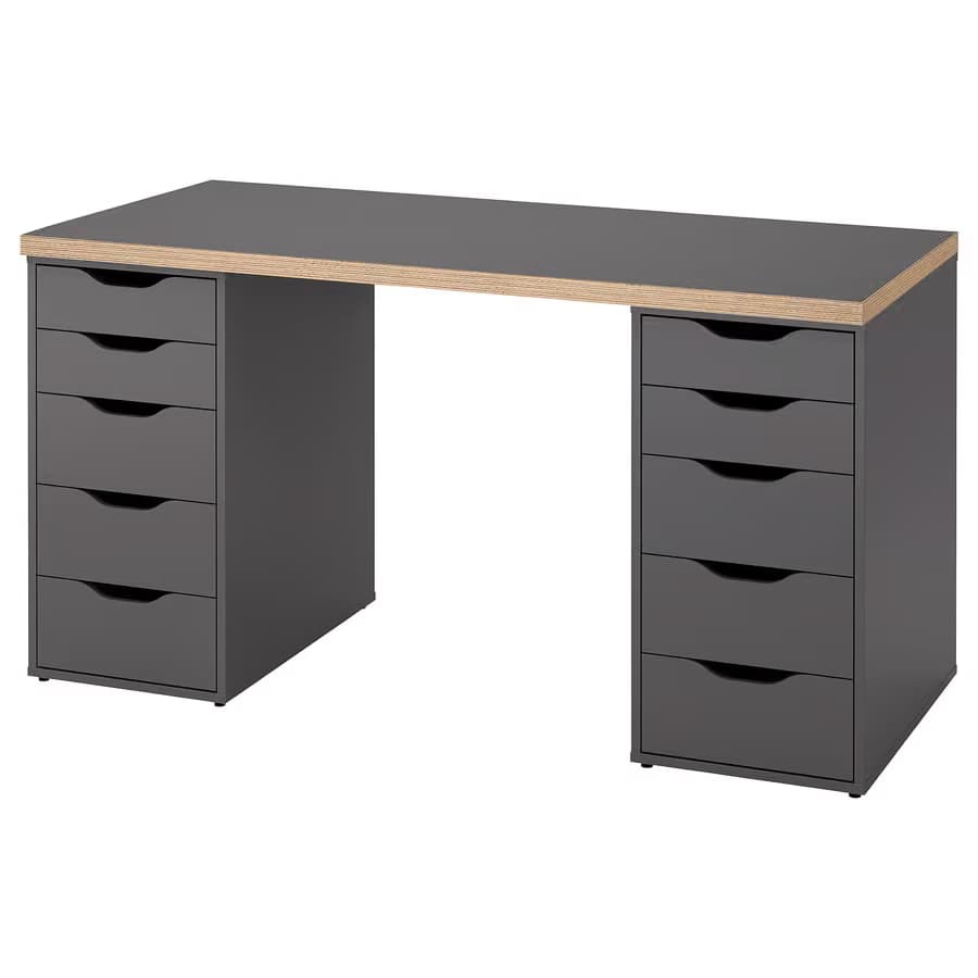 IKEA LAGKAPTEN / 2 ALEX, 55 1/8x23 5/8 " Gray/wood effect main image