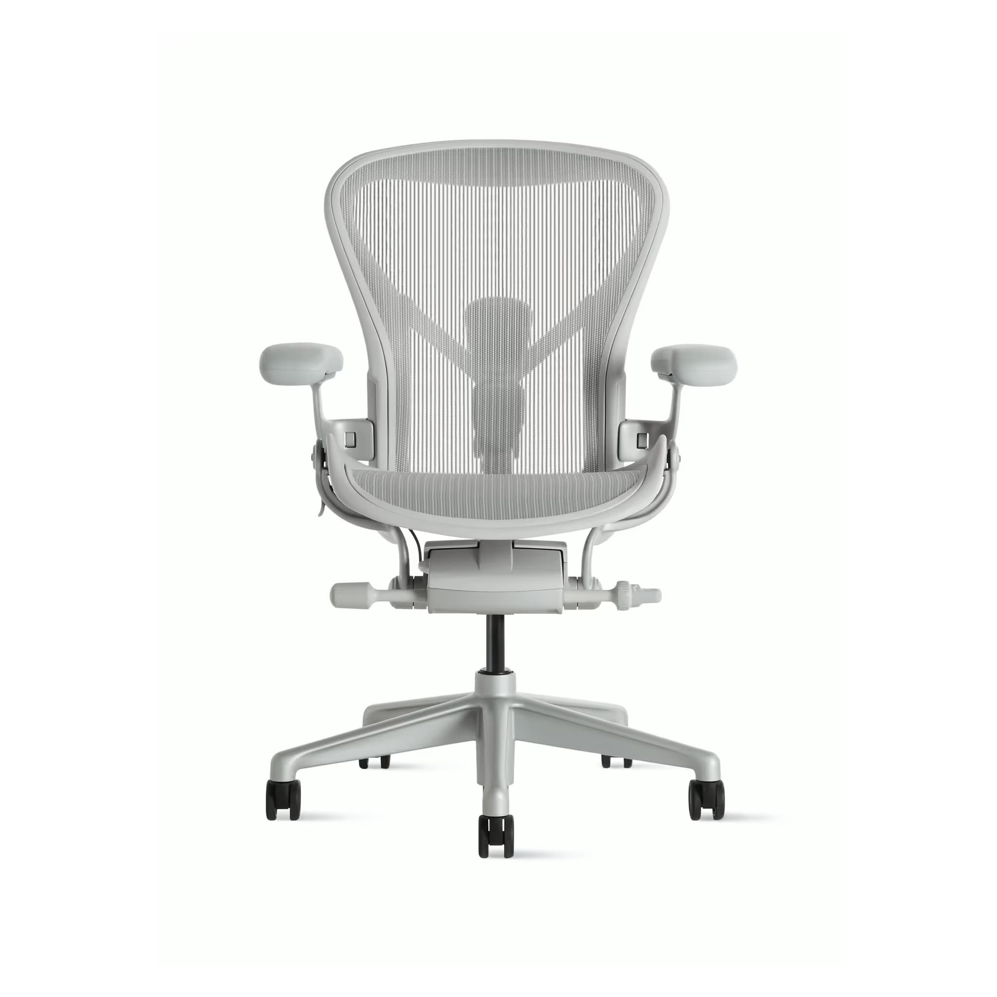 Herman Miller Aeron Size B — Mineral Mesh/Frame, Satin Aluminum Base — Fully Adjustable Arms, PostureFit SL image