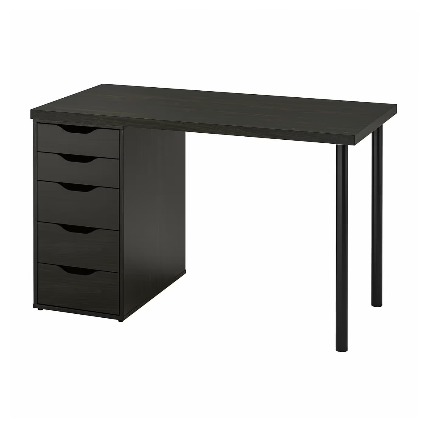 IKEA LAGKAPTEN / 1 ALEX + 2 ADILS, 120×60 cm — Black-brown top / Black-brown ALEX / Black ADILS (S89417057) image