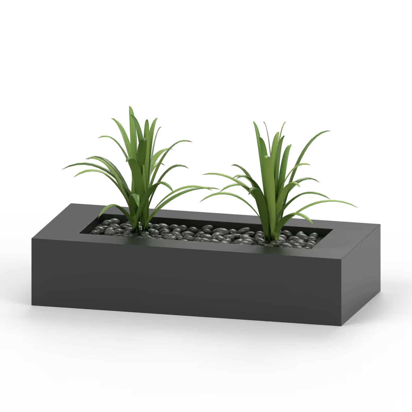 MyGift Artificial Green Grass in Rectangular Black Wood Pot — Black, 9.3 inch main image