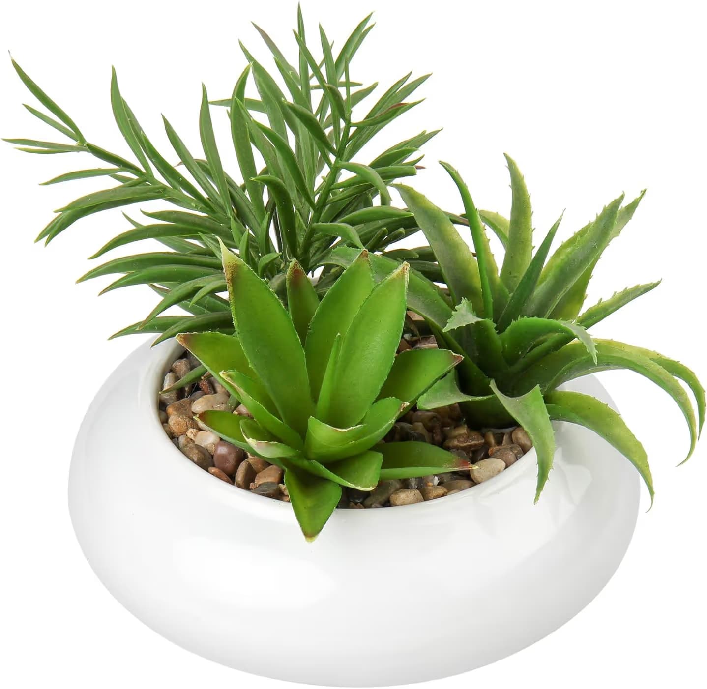 Hollyone Large Artificial Succulents in White Ceramic Pot — 1 pack main image
