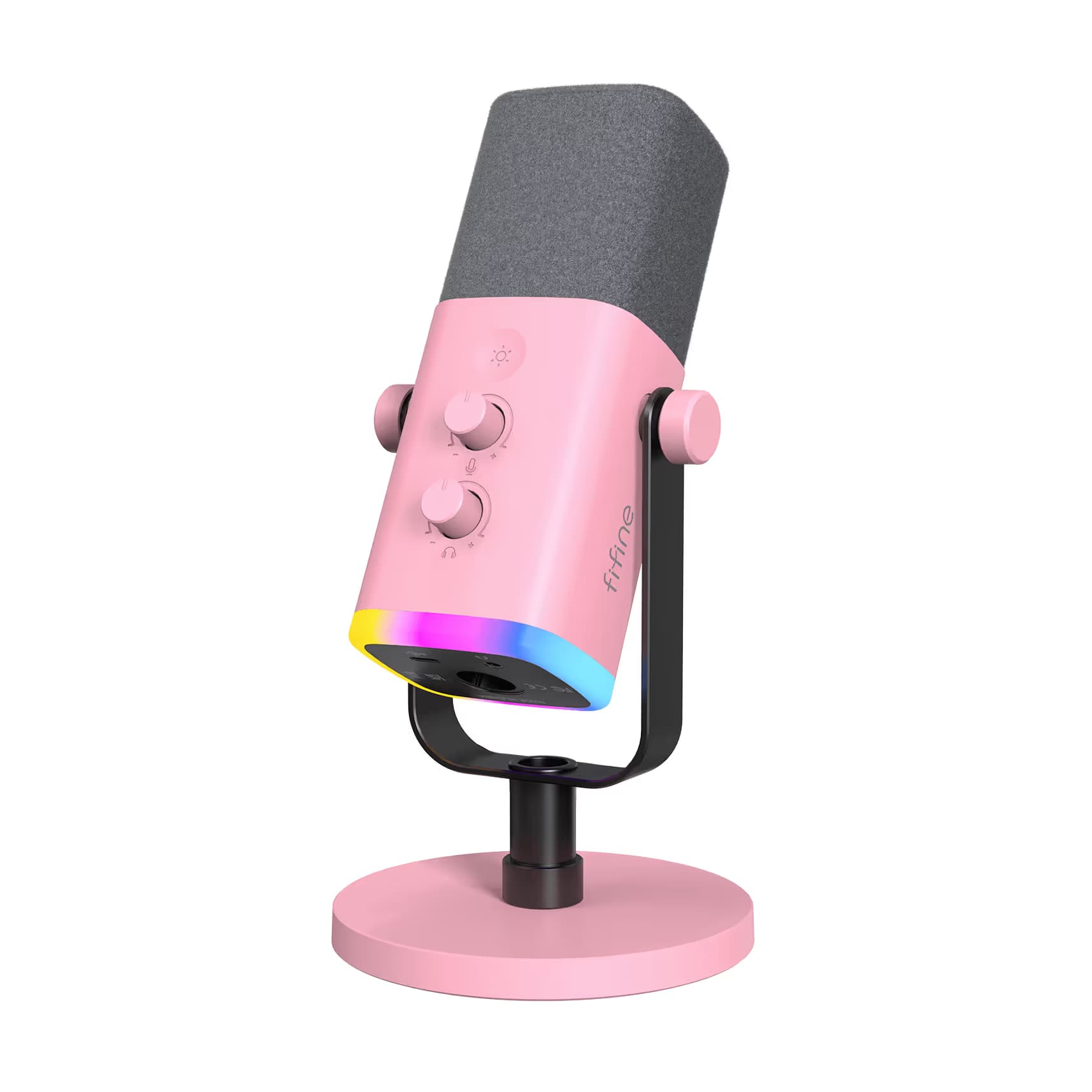 FIFINE AmpliGame AM8 Pink with Gray Foam Windscreen image