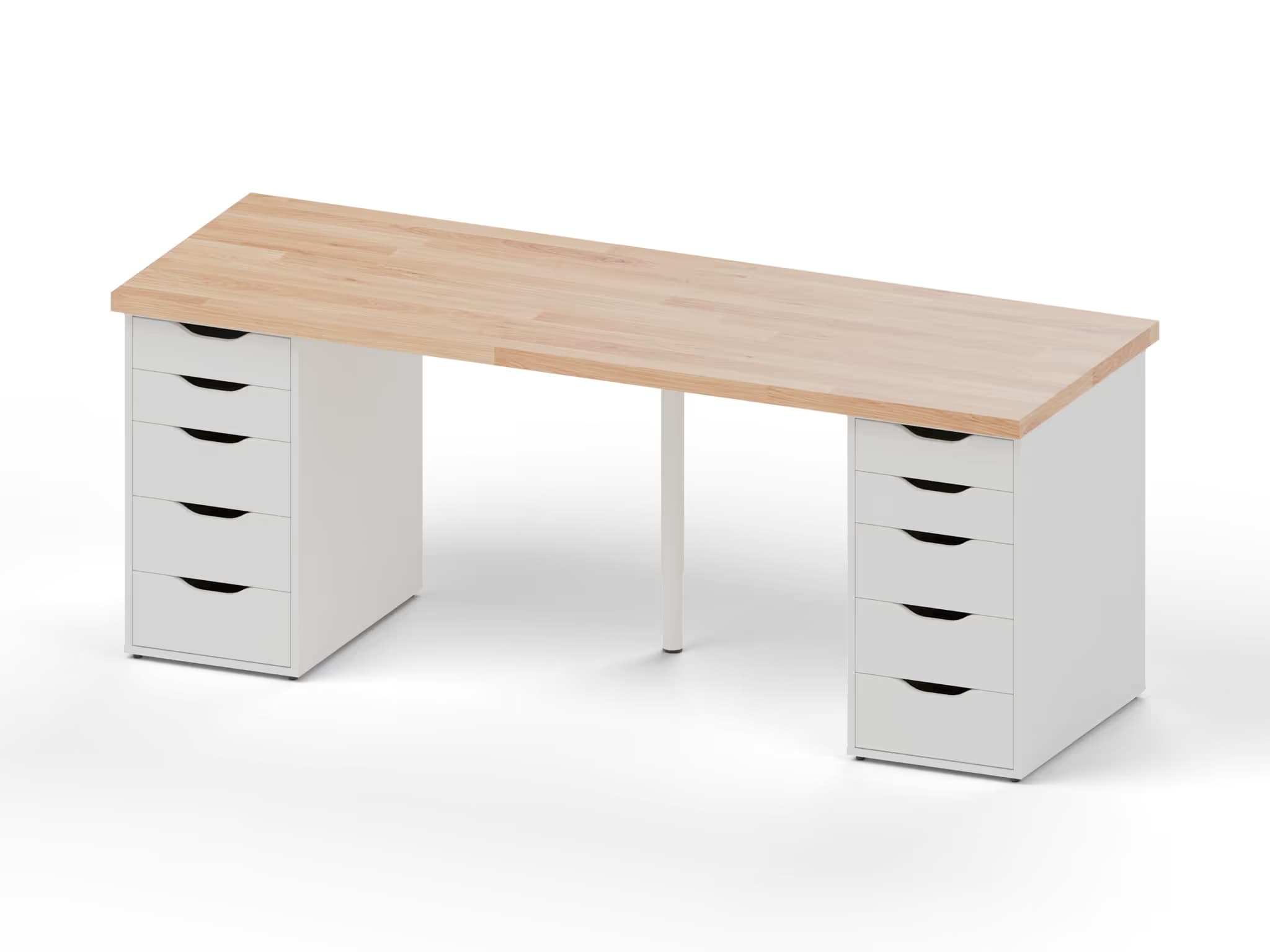 IKEA ALEX / KARLBY Desk — White Drawers, Oak Countertop & White OLOV Support Leg main image
