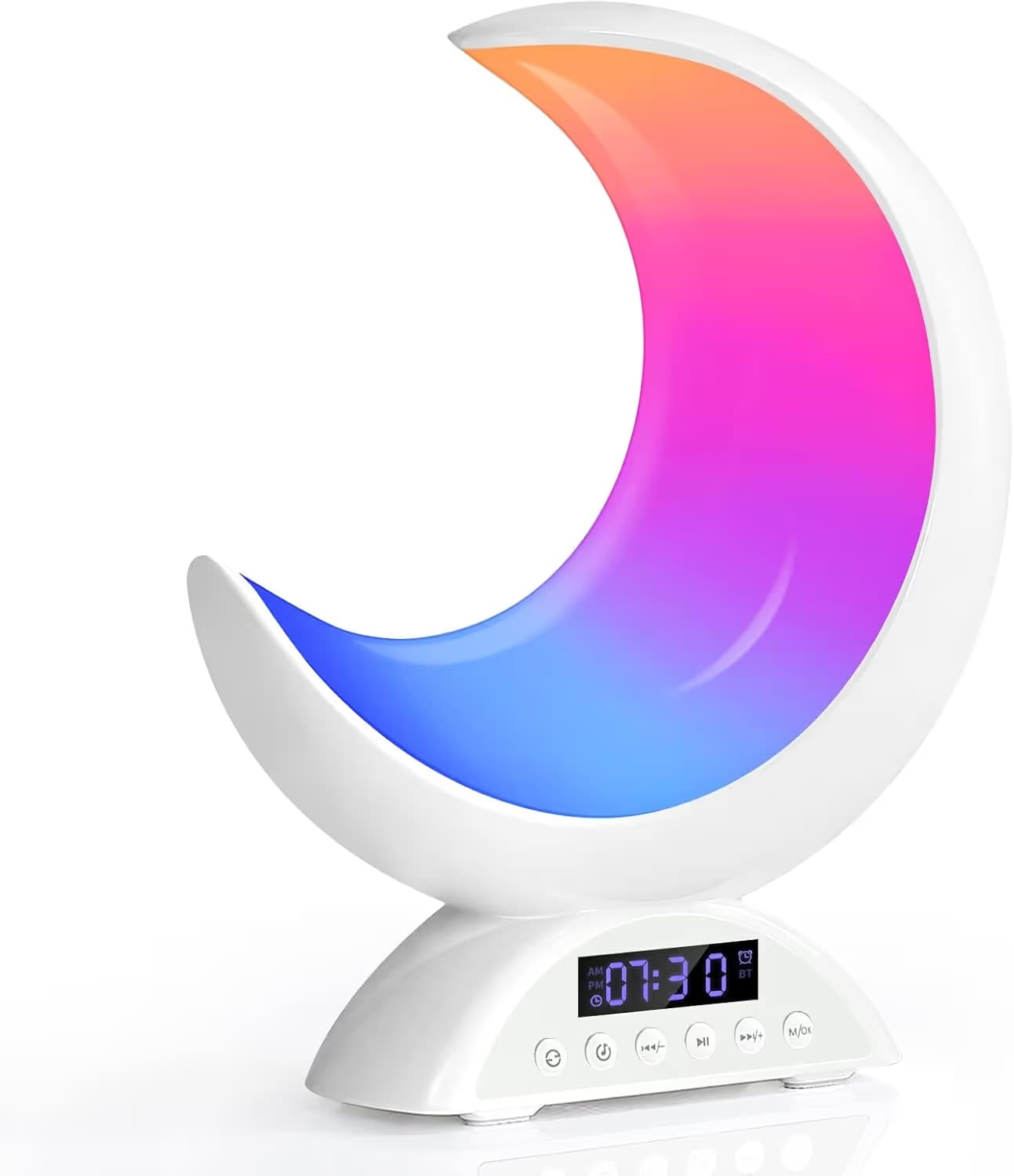 BRNEWO K6 Moon Lamp with Clock and Bluetooth Speaker — White image